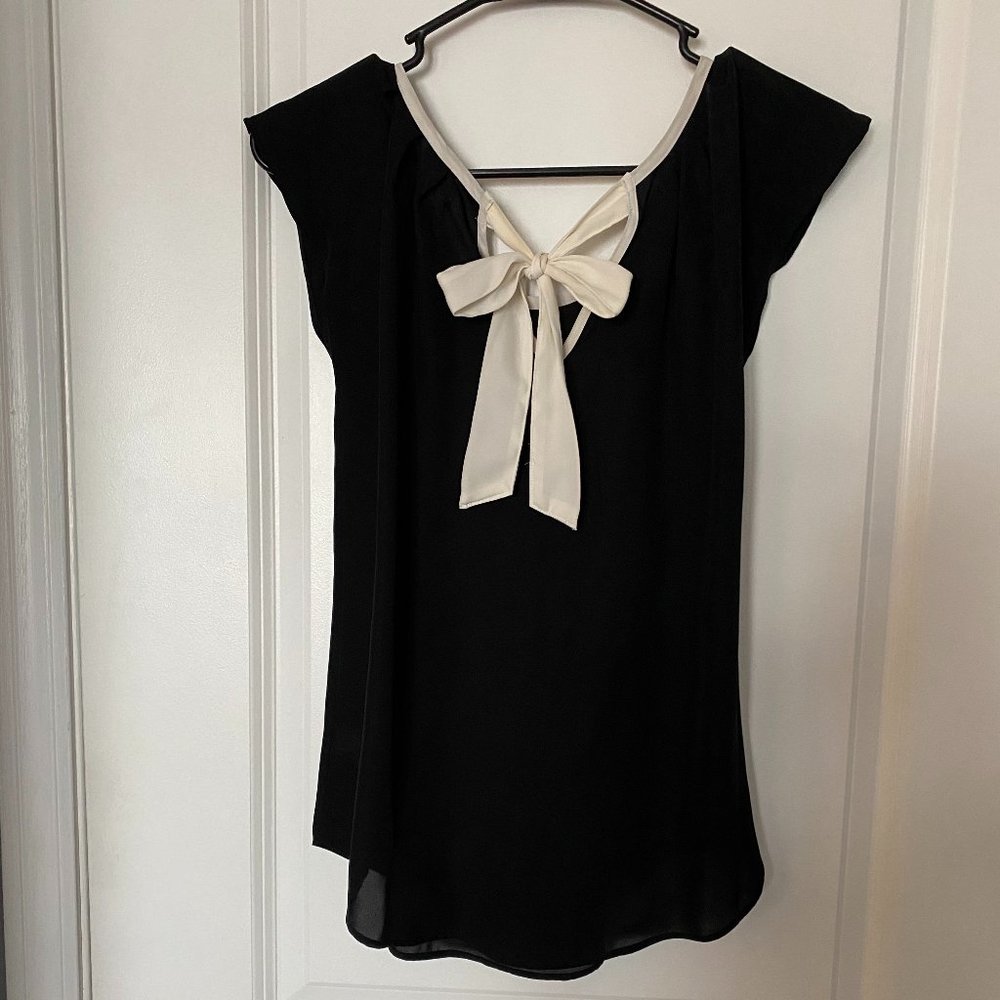 LC Lauren Conrad Black Dress Shirt with Bow Detail